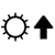 The sun next to an up arrow